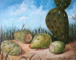 TUNAS CON NOPAL EN PAISAJE, OCTAVIO URBINA ÁVAREZ
